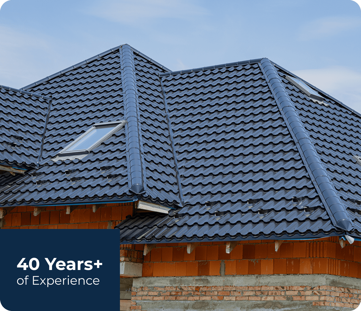Tiled roof with skylights