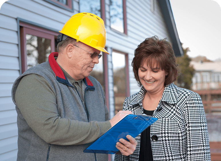 Contractor reviewing project with client