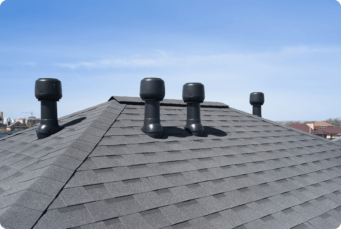 Roof with multiple black vents