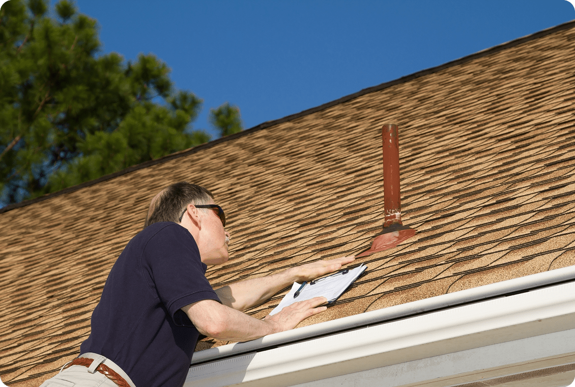 Roof maintenance check in progress